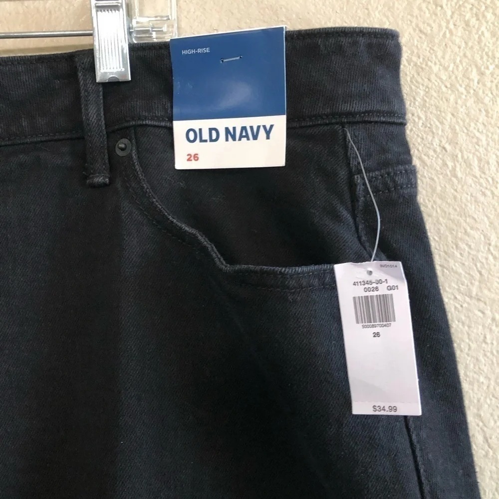 Old Navy High-Waisted Secret Smooth Pockets Button-Fly Frayed-Hem Jean Skirt 26